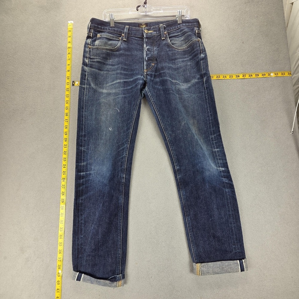 Lee Jeans Mens Blue Selvedge 101S Whiskers Honeycomb Button Fly Fits 34x32